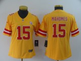 Women Kansas City Chiefs #15 Patrick Mahomes Gold Inverted Legend Jersey