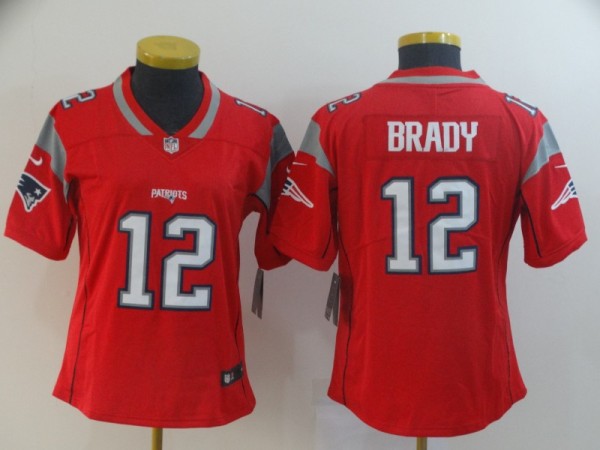 Women New England Patriots #12 Tom Brady Red Inverted Legend Jersey