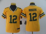 Youth  Green Bay Packers #12 Aaron Rodgers Gold Inverted Legend Jersey