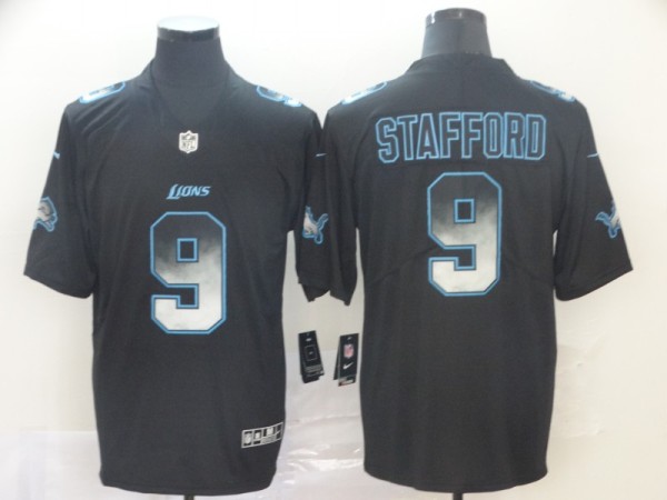 Detroit Lions #9 Matthew Stafford 2019 Black Smoke Fashion Limited Men Jersey