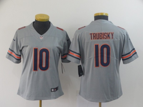 Women Chicago Bears #10 Mitchell Trubisky Sliver Inverted Legend Jersey