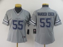 Women Cowboys #55 Leighton Vander Esch Grey Inverted Legend Jersey