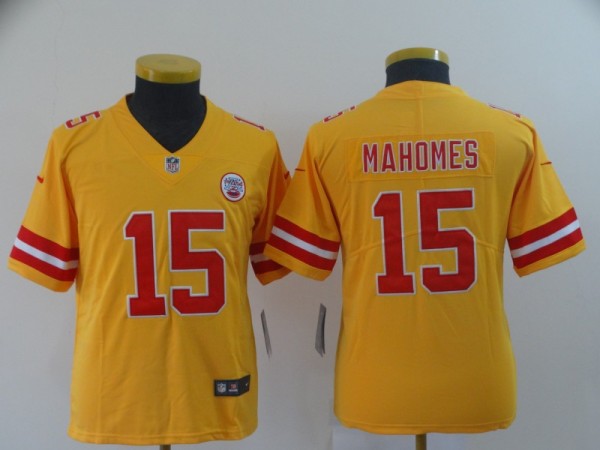 Youth Kansas City Chiefs #15 Patrick Mahomes Gold Inverted Legend Jersey