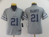 Youth Cowboys #21 Ezekiel Elliott Grey Inverted Legend Jersey