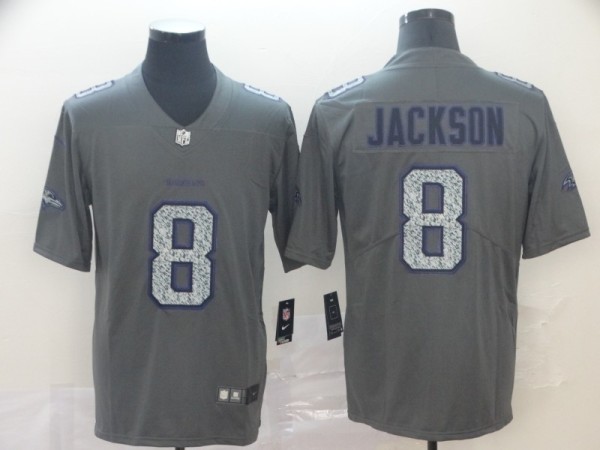 Nike Ravens #8 Lamar Jackson Gray Static Vapor Untouchable Limited Men Jersey