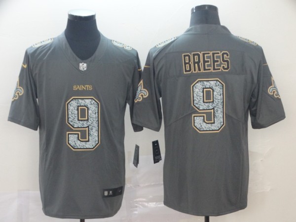 Nike Saints #9 Drew Brees Gray Static Vapor Untouchable Limited Men Jersey