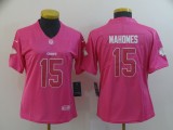 Women Nike Chiefs #15 Patrick Mahomes Pink Stitched NFL Limited Rush Fashion Jersey
