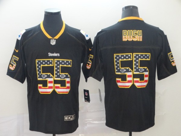 Nike Steelers #55 Devin Bush Black USA Flag Limited Men Jersey