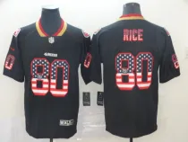 San Francisco 49ers #80 Jerry Rice Black USA Flag Limited Men Jersey
