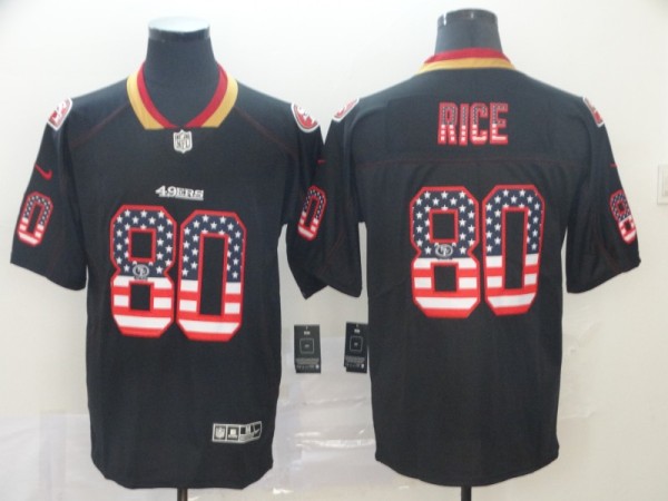 San Francisco 49ers #80 Jerry Rice Black USA Flag Limited Men Jersey