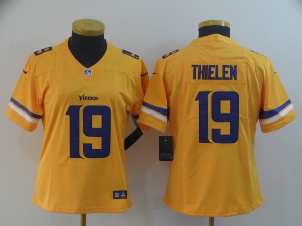 Nike Vikings #19 Adam Thielen Gold Inverted Legend Women Jersey