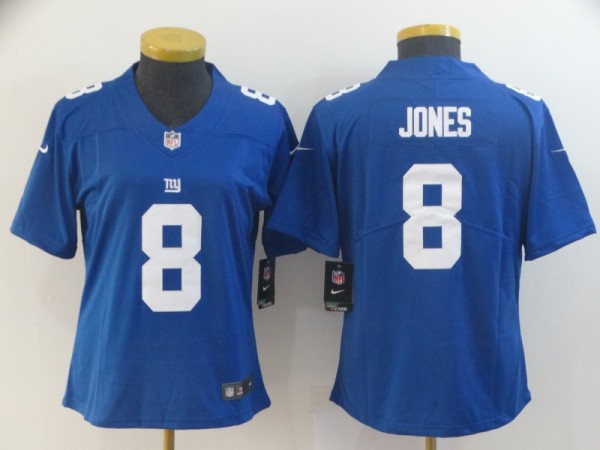 Women Nike New York Giants #8 Jones Blue Vapor Untouchable Limited Jersey