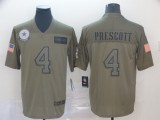 Nike Cowboys #4 Dak Prescott 2019 Olive Salute To Service Limited Men Jersey