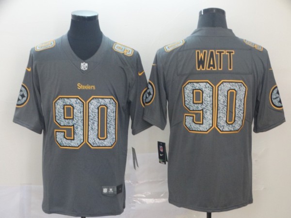 Nike Steelers #90 T.J. Watt Gray Static Vapor Untouchable Limited Men Jersey