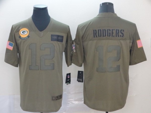 Nike Packers #12 Aaron Rodgers 2019 Olive Salute To Service Limited Men Jersey