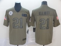 Nike Cowboys #21 Ezekiel Elliott 2019 Olive Salute To Service Limited Men Jersey