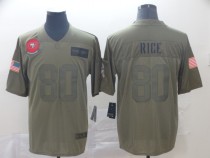 Nike San Francisco 49ers #80 Jerry Rice 2019 Olive Salute To Service Limited Men Jersey