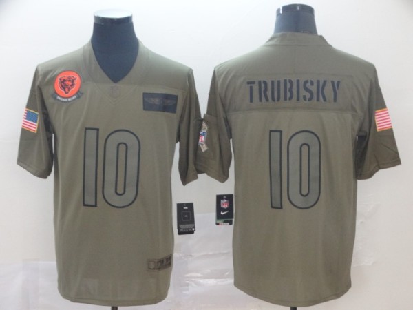 Nike Bears #10 Mitchell Trubisky 2019 Olive Salute To Service Limited Men Jersey