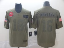 Nike San Francisco 49ers #16 Joe Montana 2019 Olive Salute To Service Limited Men Jersey