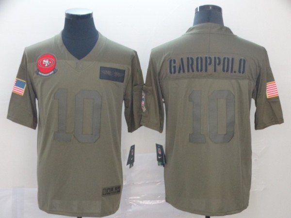 Nike 49ers #10 Jimmy Garoppolo 2019 Olive Salute To Service Limited Men Jersey