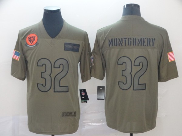 Nike Bears #32 David Montgomery 2019 Olive Salute To Service Limited Men Jersey