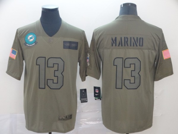 Nike Miami Dolphins #13 Dan Marino 2019 Olive Salute To Service Limited Men Jersey