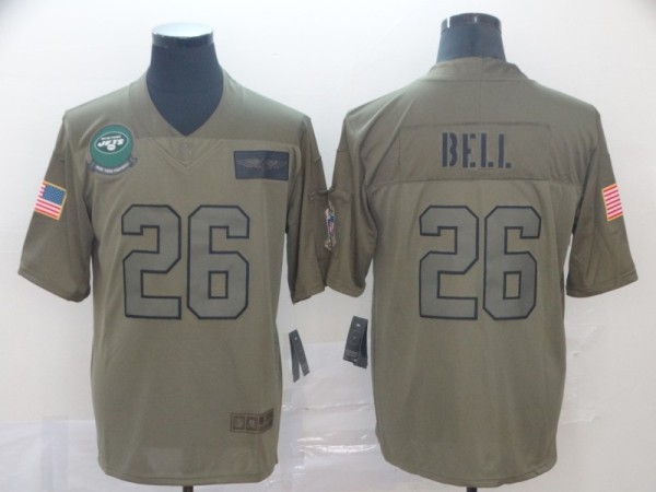 Nike Jets #26 Le'Veon Bell 2019 Olive Salute To Service Limited Men Jersey