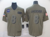 Nike Ravens #8 Lamar Jackson 2019 Olive Salute To Service Limited Men Jersey