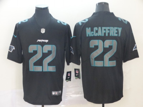 Nike Carolina Panthers #22 Christian McCaffrey Fashion Impact Black Color Rush Limited Jersey