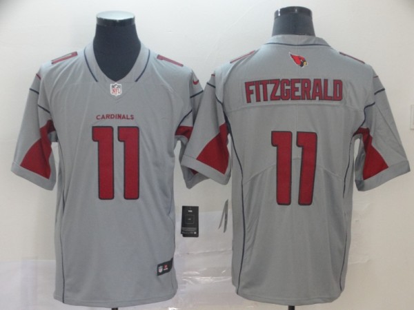 Men's Arizona Cardinals #11 Larry Fitzgerald Grey Inverted Legend Stitched NFL Jersey