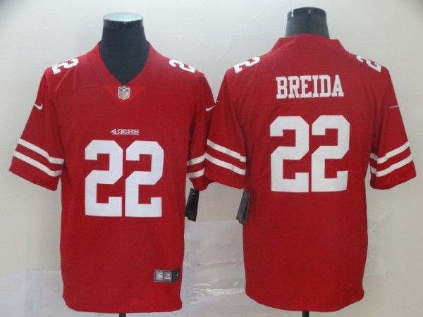 Nike San Francisco 49ers #22 Matt Breida Red Vapor Untouchable Limited Jersey