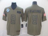 Nike Lions #9 Matthew Stafford Olive 2019 Salute To Service Limited Men Jersey