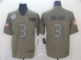 Nike Seahawks #3 Russell Wilson 2019 Olive Salute To Service Limited Men Jersey