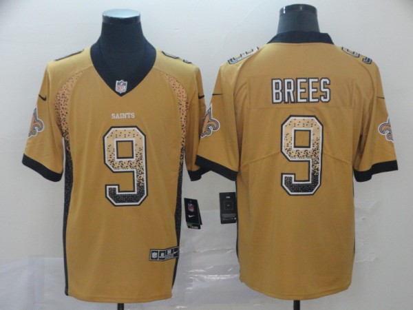 Nike Saints #9 Drew Brees Yellow Drift Fashion Limited Men Jersey