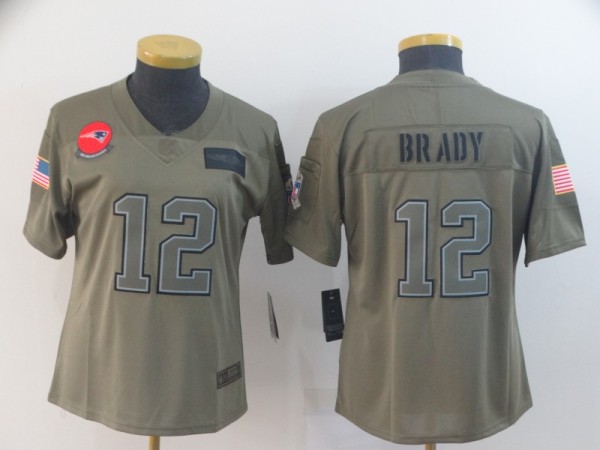 Women Nike Patriots #12 Tom Brady 2019 Olive Salute To Service Limited Jersey