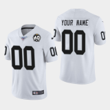Men's Raiders Customized White 100th Season With 60 Patch Vapor Limited Stitched Jersey
