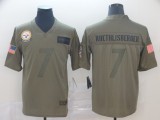 Nike Steelers #7 Ben Roethlisberger 2019 Olive Salute To Service Limited Men Jersey