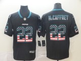 Men's Carolina Panthers #22 Christian McCaffrey Black USA Flag Color Rush Limited Jersey