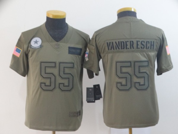 Youth Nike Cowboys #55 Leighton Vander Esch 2019 Olive Salute To Service Limited Jersey