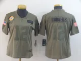 Women Nike Packers #12 Aaron Rodgers 2019 Olive Salute To Service Limited Jersey