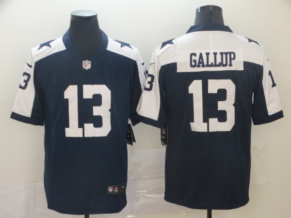 Nike NFL Dallas Cowboys #13 Gallup Blue Thanksgiving Vapor Untouchable Limited Jersey