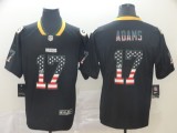 Men's Green Bay Packers #17 Davante Adams Black USA Flag Color Rush Fashion Jersey