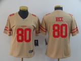 Women Nike San Francisco 49ers #80 Rice Gold Inverted Legend Jersey