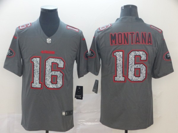 Nike 49ers #16 Joe Montana Gray Static Vapor Untouchable Limited Men Jersey