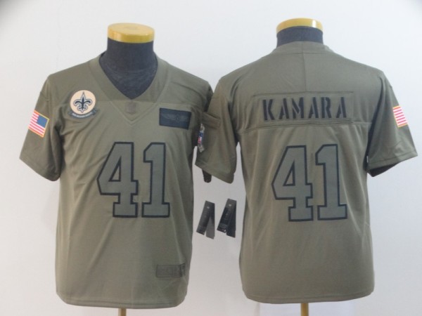 Youth Nike Saints #41 Alvin Kamara 2019 Olive Salute To Service Limited Jersey