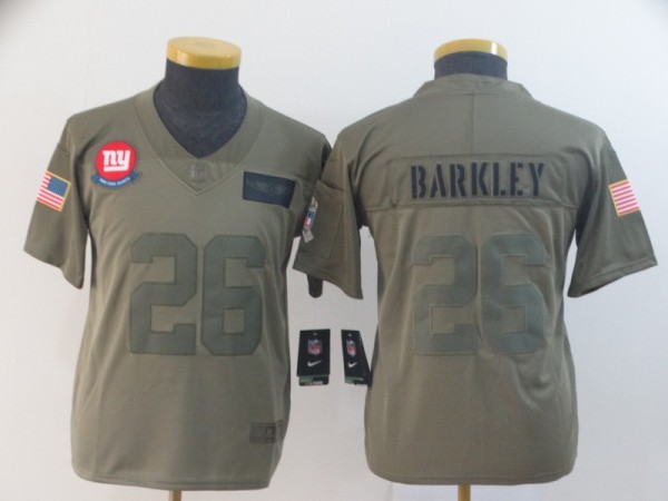 Youth Nike Giants #26 Saquon Barkley 2019 Olive Salute To Service Limited Jersey