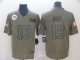 Nike Rams #16 Jared Goff 2019 Olive Salute To Service Limited Men Jersey