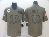 Nike Rams #16 Jared Goff 2019 Olive Salute To Service Limited Men Jersey