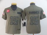 Youth Nike Chiefs #15 Patrick Mahomes 2019 Olive Salute To Service Limited Jersey