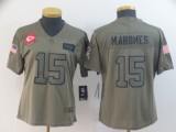 Women Nike Chiefs #15 Patrick Mahomes 2019 Olive Salute To Service Limited Jersey